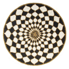 Kaleidoscope Black & Ivory Beaded Placemat