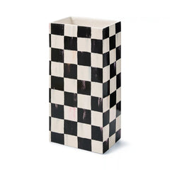 Mocha Check Pillar Vase