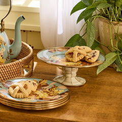 White Flower Market Large Pedestal Platter