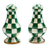 Mocha Check Large Salt & Pepper Shakers