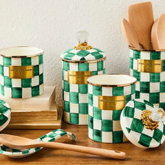 Emerald Check Large Canister