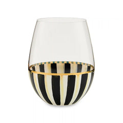 Violet Stripe Stemless Wine Glass