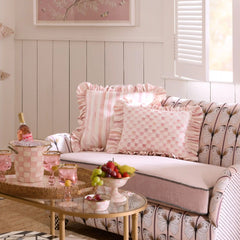 Mocha Check Throw Pillow with Ruffle