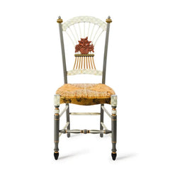 Sterling Check Flower Basket Side Chair