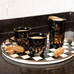 Mocha Check Round Tray