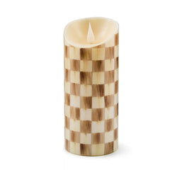 Mocha Check Flameless 5" Pillar Candle