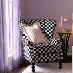 Violet Check Reversible Scalloped Lumbar Throw Pillow