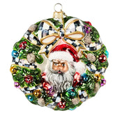 2025 Here Comes Black Santa Wreath Glass Ornament