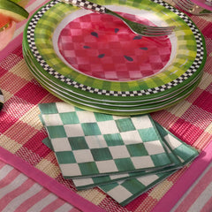 Violet Check Cocktail Paper Napkins