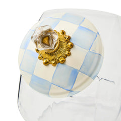 Cookie Jar with Violet Check Lid