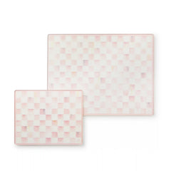 Mocha Check Glass Cutting Boards, Set of 2