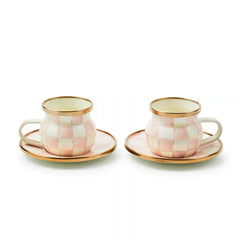 Emerald Check Espresso Cup & Saucer Set
