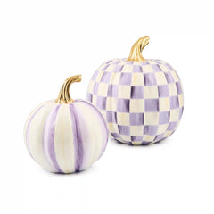 Classic Mocha Stripe Small & Check Medium Pumpkin Set