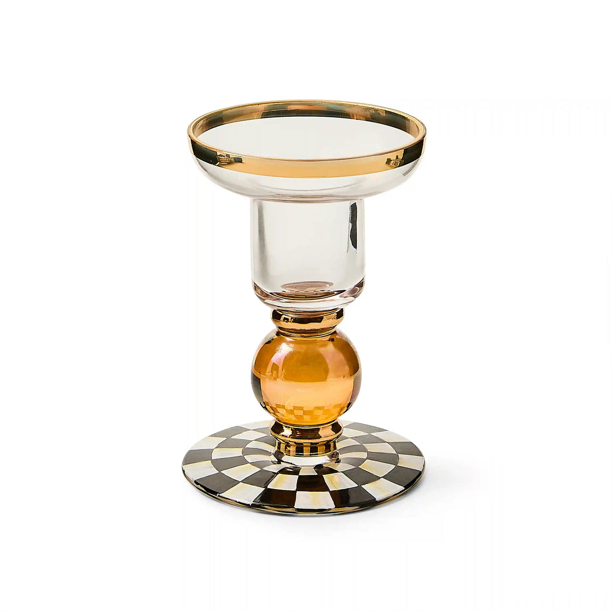 Rosy Check Small Glass Candlestick