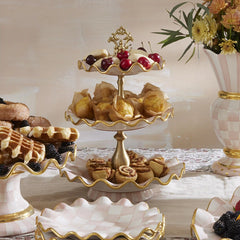 Sterling Check Ceramic Three Tier Sweet Stand