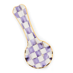 Mocha Check Ceramic Spoon Rest