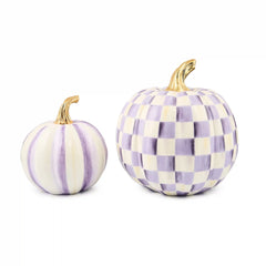 Classic Violet Stripe Small & Check Medium Pumpkin Set