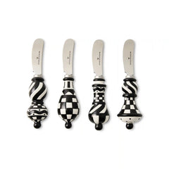 Mocha Check Party Spreaders, Set of 4