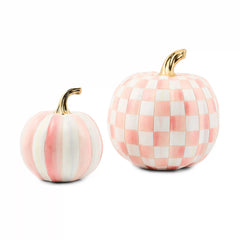 Classic Violet Stripe Small & Check Medium Pumpkin Set