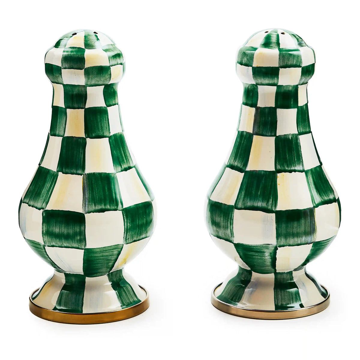 Violet Check Large Salt & Pepper Shakers