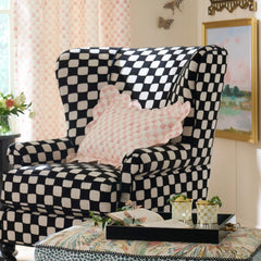 Mocha Check Reversible Scalloped Throw Pillow