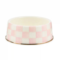 Mocha Check Small Pet Dish