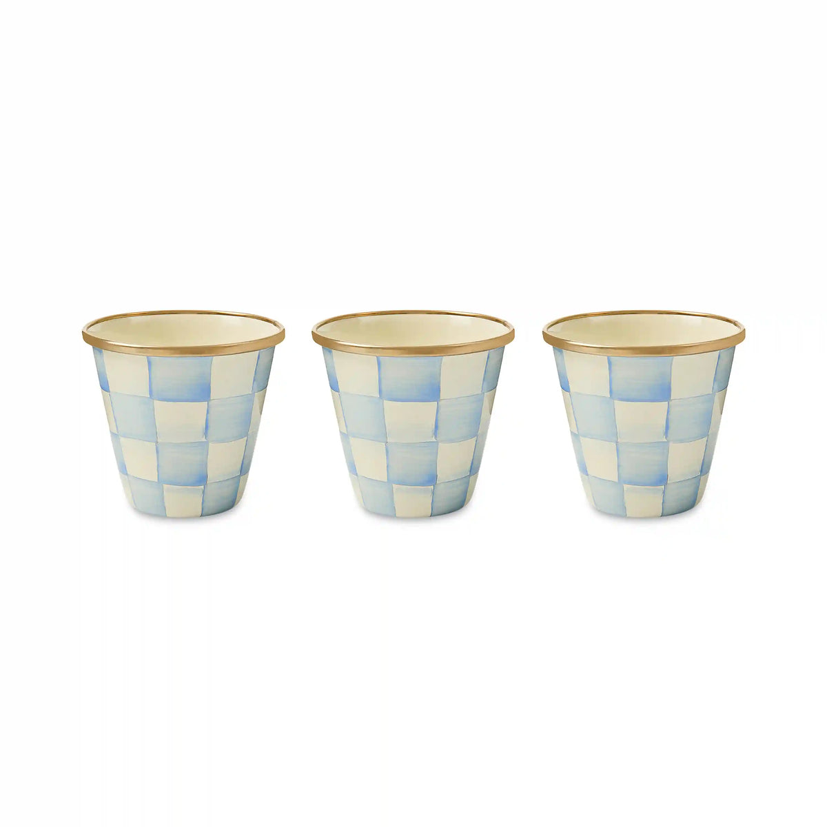 Mocha Check Herb Pots, Set of 3
