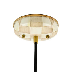 Mocha Check 18" Dome Pendant Lamp