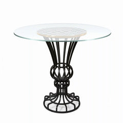 Mocha Check Pedestal Accent Table