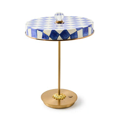Violet Check LED Rechargeable Disk Table Lamp