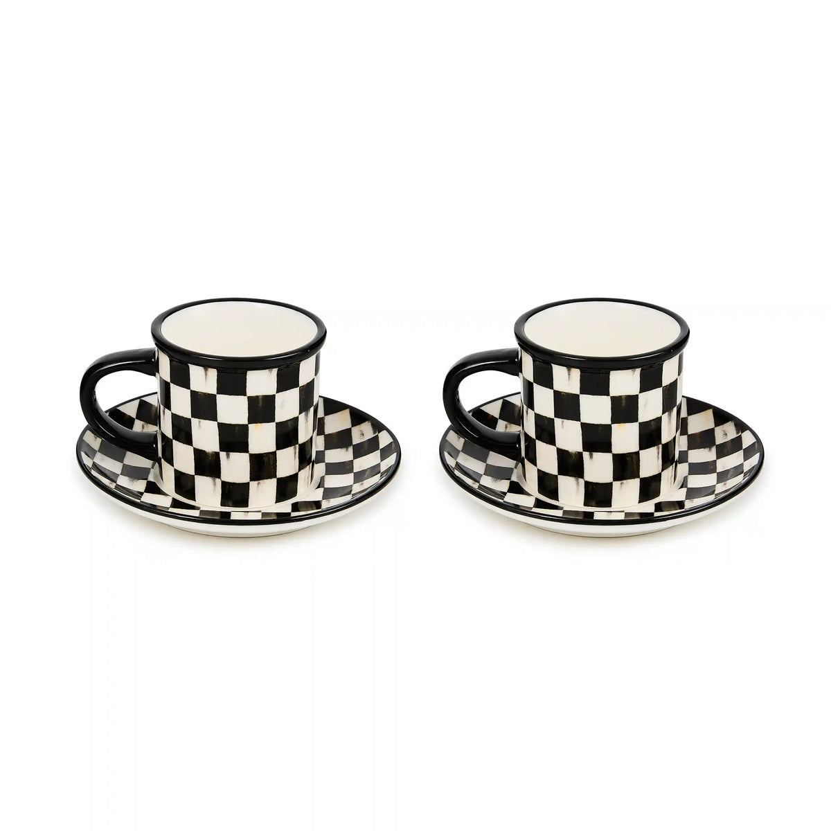 Sterling Check Espresso Cup & Saucer, Set of 2