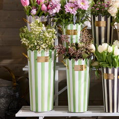 Rosy Stripe Flower Buckets, Set of 3