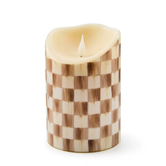 Emerald Check Flameless 5" Pillar Candle