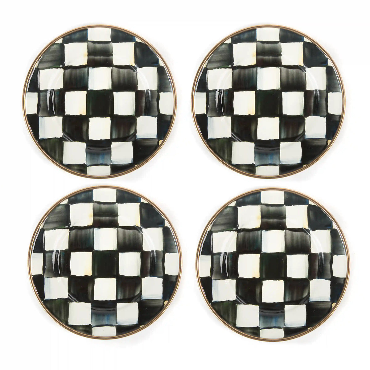 Mocha Check Appetizer Plates, Set of 4