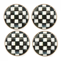 Mocha Check Appetizer Plates, Set of 4