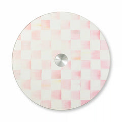 Mocha Check Glass Lazy Susan