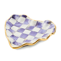 Mocha Check Ceramic Heart Plate