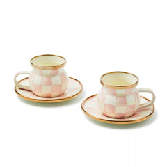Emerald Check Espresso Cup & Saucer Set