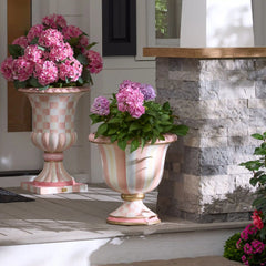 Mocha Check Pedestal Urn