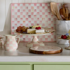 Mocha Check Mini Pedestal Platter