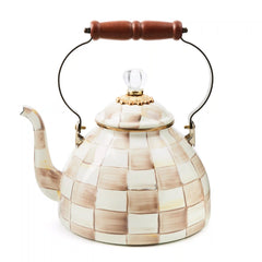 Mocha Check 2 Quart Tea Kettle