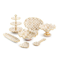 Parchment Check Fluted Heart Plate