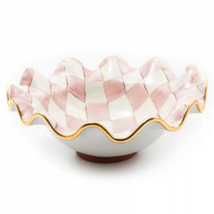 Violet Check Medium Ceramic Fluted Serving Bowl