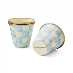 Violet Check Herb Pots, Set of 3